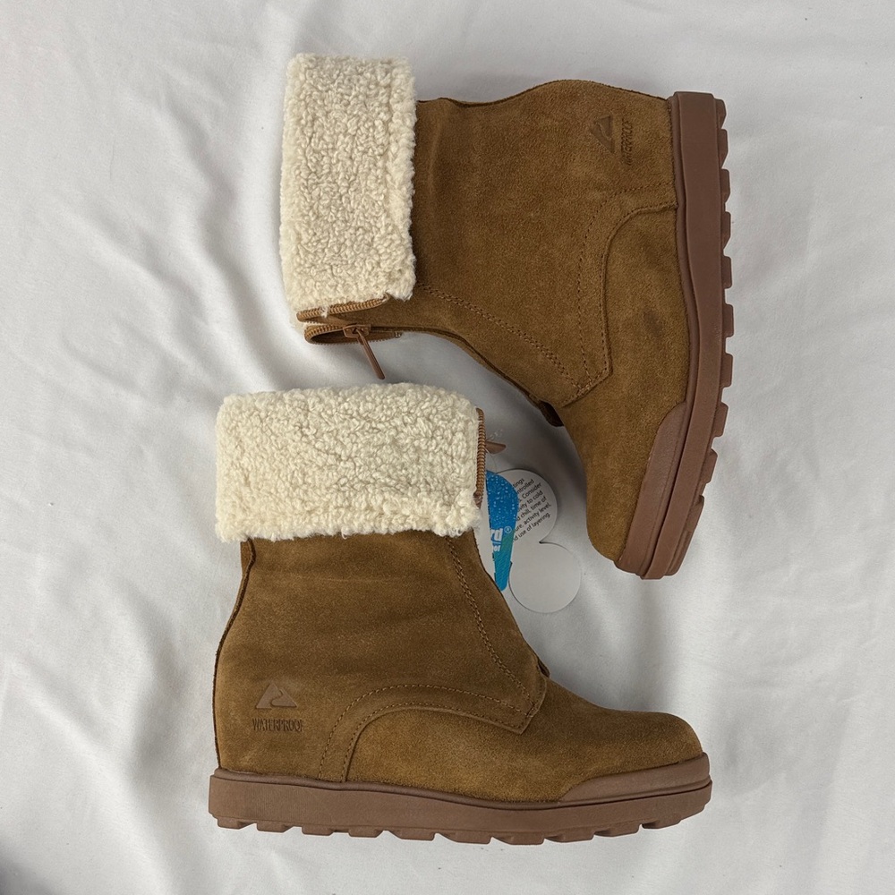 NWT Ozark Trail Suede Waterproof Ankle Booties with Faux Fur Trim